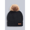 Navy - Side - Animal Womens-Ladies Keely Pom Pom Recycled Beanie