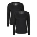 Black - Front - Mountain Warehouse Womens-Ladies Talus Thermal Base Layer Top (Pack of 2)