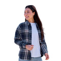 Navy - Side - Animal Womens-Ladies Lyanna Plaid Organic Overshirt