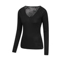 Black - Back - Mountain Warehouse Womens-Ladies Merino Wool V Neck Top