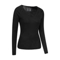 Black - Side - Mountain Warehouse Womens-Ladies Merino Wool V Neck Top