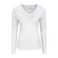 White - Front - Mountain Warehouse Womens-Ladies Merino Wool V Neck Top