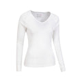 White - Side - Mountain Warehouse Womens-Ladies Merino Wool V Neck Top