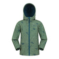 Green - Front - Mountain Warehouse Childrens-Kids Exodus II Dinosaurs Water Resistant Soft Shell Jacket