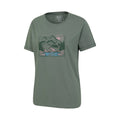 Khaki Green - Side - Mountain Warehouse Womens-Ladies Sunrise Organic Loose Fit T-Shirt