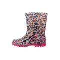 Pink - Side - Mountain Warehouse Childrens-Kids Splashed Leopard Print Flashing Lights Wellington Boots