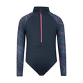 Navy - Front - Mountain Warehouse Girls Mira Lines Rash Guard Swimsuit