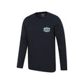 Navy - Side - Mountain Warehouse Mens Badge Organic Long-Sleeved Top