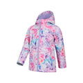 Bright Pink - Side - Mountain Warehouse Childrens-Kids Patterned Water Resistant Soft Shell Jacket