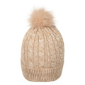 Beige - Back - Mountain Warehouse Womens-Ladies Pom Pom Faux Fur Lined Beanie