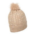 Beige - Pack Shot - Mountain Warehouse Womens-Ladies Pom Pom Faux Fur Lined Beanie