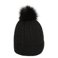 Black - Back - Mountain Warehouse Womens-Ladies Pom Pom Faux Fur Lined Beanie