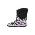 Lilac - Pack Shot - Mountain Warehouse Childrens-Kids Puddle Leopard Print Mucker Boots