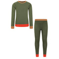 Khaki Green - Front - Mountain Warehouse Childrens-Kids Colour Block Merino Wool Base Layer Set