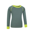 Khaki Green - Side - Mountain Warehouse Childrens-Kids Merino II Round Neck Base Layer Top