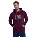 Burgundy - Front - Animal Mens River Printed Organic Hoodie