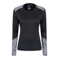 Black - Front - Mountain Warehouse Womens-Ladies Reflective Long-Sleeved T-Shirt