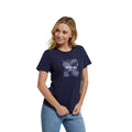 Navy - Side - Animal Womens-Ladies Carina Leaf Print Organic Logo T-Shirt