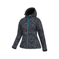 Black - Pack Shot - Mountain Warehouse Womens-Ladies Exodus Animal Print Water Resistant Soft Shell Jacket