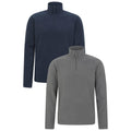 Dark Grey - Front - Mountain Warehouse Mens Camber II Fleece Top (Pack of 2)