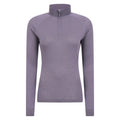 Dusky Purple - Front - Mountain Warehouse Womens-Ladies Merino Wool Zip Neck Thermal Top