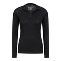 Black - Side - Mountain Warehouse Womens-Ladies Merino Wool Zip Neck Thermal Top