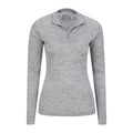 Grey - Back - Mountain Warehouse Womens-Ladies Merino Wool Zip Neck Thermal Top