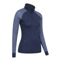 Navy - Back - Mountain Warehouse Womens-Ladies Merino Wool Zip Neck Thermal Top