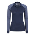 Navy - Side - Mountain Warehouse Womens-Ladies Merino Wool Zip Neck Thermal Top