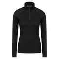 Black - Front - Mountain Warehouse Womens-Ladies Merino Wool Zip Neck Thermal Top