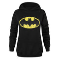 Black - Side - Batman Womens-Ladies Distressed Logo Hoodie