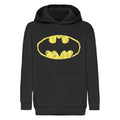 Black - Front - Batman Womens-Ladies Distressed Logo Hoodie