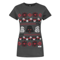 Charcoal - Front - Star Wars Womens-Ladies Darth Vader Fair Isle Christmas T-Shirt