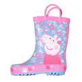 Blue-Pink - Back - Peppa Pig Official Girls Flower Character Wellies