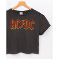 Charcoal - Back - Amplified Womens-Ladies AC-DC Logo Cropped T-Shirt