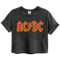 Charcoal - Front - Amplified Womens-Ladies AC-DC Logo Cropped T-Shirt