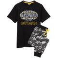 Black-Grey - Front - Batman Mens Logo Camo Long Pyjama Set