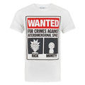 White-Black-Red - Front - Rick And Morty Mens Wanted Poster T-Shirt