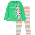 Green-White-Pink - Lifestyle - Cocomelon Childrens-Kids Long-Sleeved T-Shirt And Leggings Set