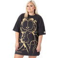 Charcoal-Orange - Front - Garfield Womens-Ladies Oversized T-Shirt Dress