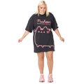 Charcoal Grey-Pink - Close up - Pusheen Womens-Ladies Oversized T-Shirt Dress