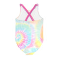 Pink-Blue-Yellow - Back - Barbie Girls Tie Dye One Piece Swimsuit