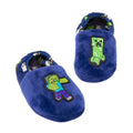 Blue-Green - Side - Minecraft Childrens-Kids Zombie Vs Creeper Slippers