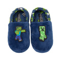 Blue-Green - Front - Minecraft Childrens-Kids Zombie Vs Creeper Slippers