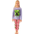 Purple-Pink - Pack Shot - Minecraft Girls Gaming Creeper Long Pyjama Set