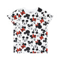 White-Black-Red - Front - Disney Girls Mickey & Minnie Mouse All-Over Print T-Shirt