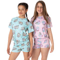 Blue-Pink - Close up - Pusheen Girls Cat Short Pyjama Set (Pack of 2)