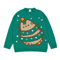 Green - Front - Pusheen Womens-Ladies Knitted Christmas Sweatshirt