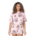 Pink - Front - Pusheen Womens-Ladies Short Pyjama Set