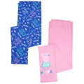 Pink-Navy Blue - Back - Peppa Pig Girls Leggings (Pack of 2)